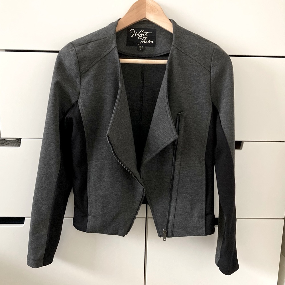 Ponte mixed media moto jacket